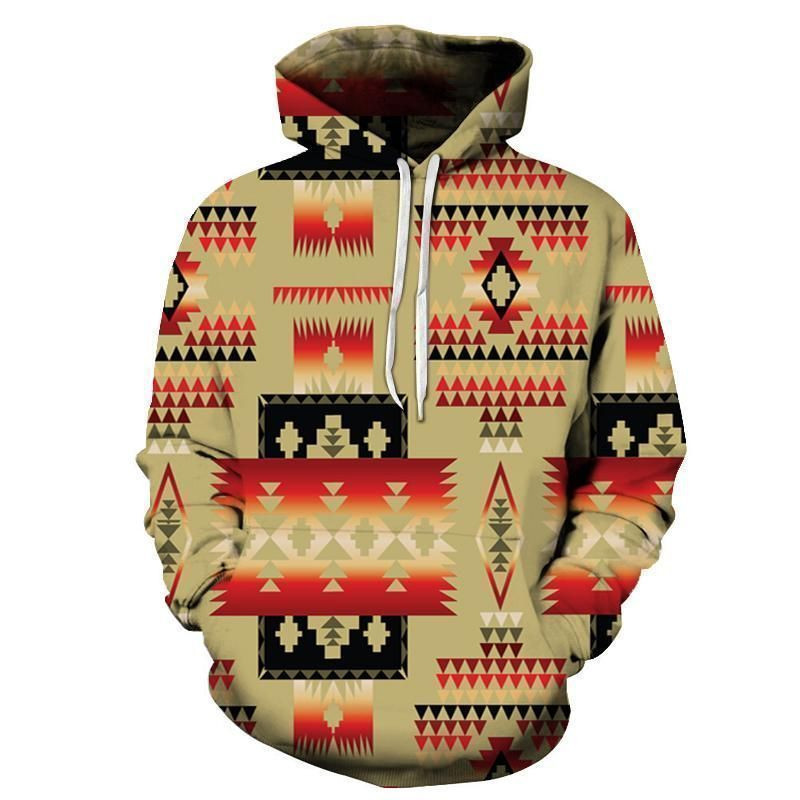 Light Brown Native Tribes Pattern Native American Hoodie BT04