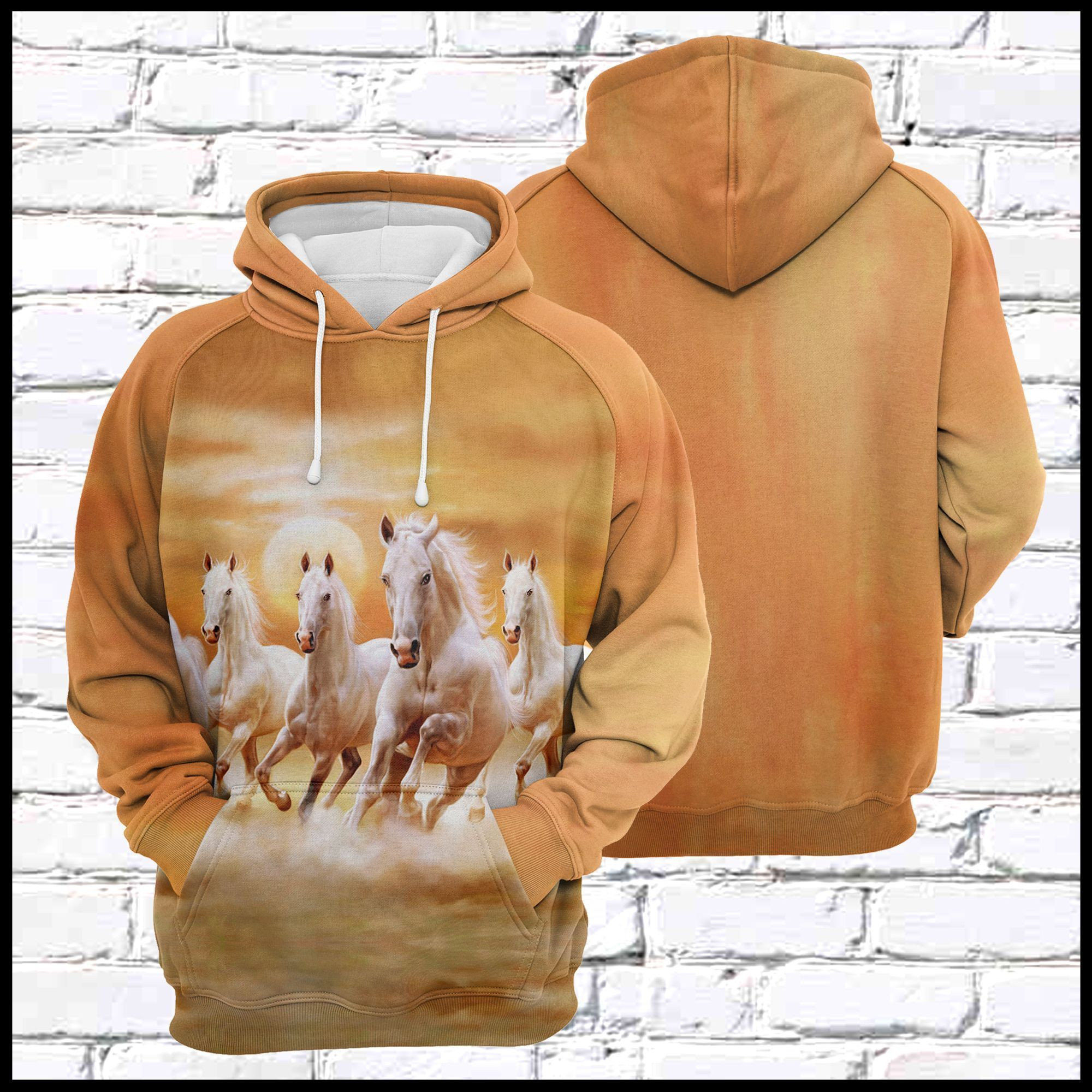 Awesome White Horses Unisex 3D Hoodie All Over Print KCAHD