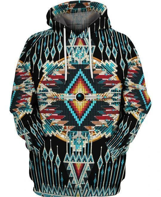 Blue 3d Native American Hoodie BT13