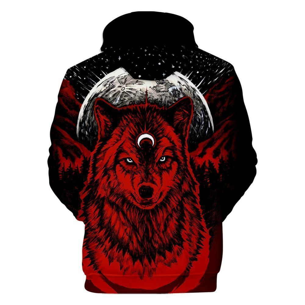 Red Wolf Moon Native American Hoodie BT15