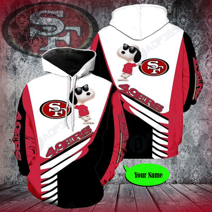 Personalized San Francisco 49ers Snoopy-NFL-For 49ers Fan-3D Custom Name 3D All Over Print Hoodie, Zip-Up Hoodie