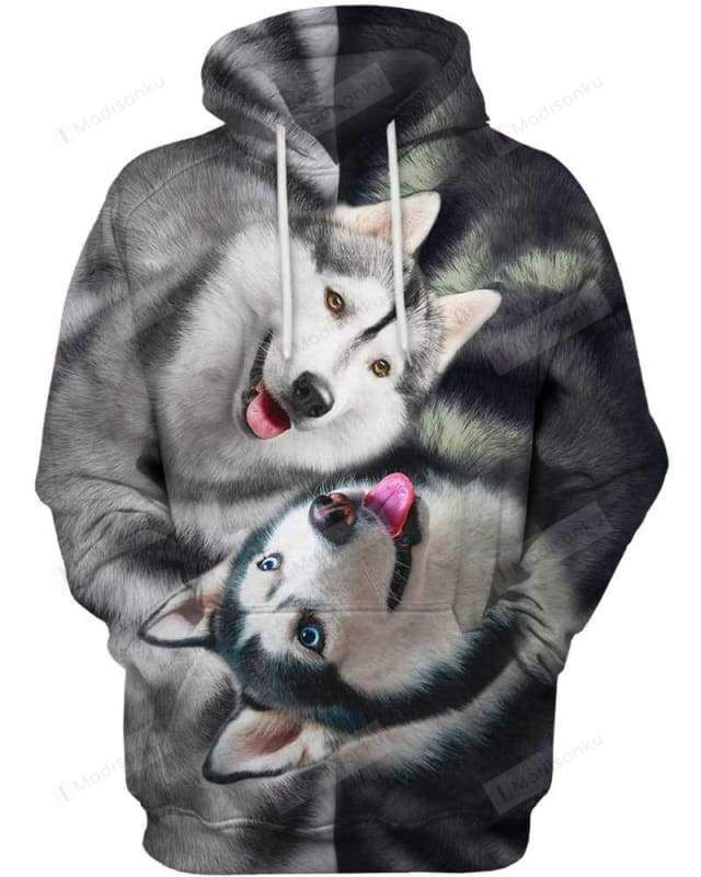 Dogs Husky Yin Yang For Unisex 3D All Over Print Hoodie, Zip-up Hoodie