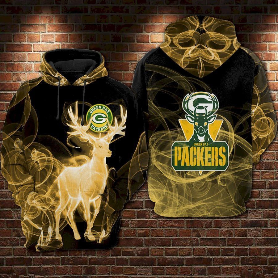 Green Bay Packers Nfl Smoke Deer 3D Hoodie Sweatshirt