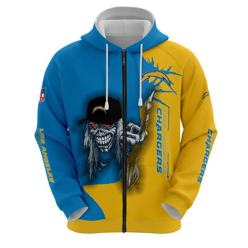 Iron Maiden Los Angeles Chargers 3D All Over Print Hoodie, Zip-up Hoodie