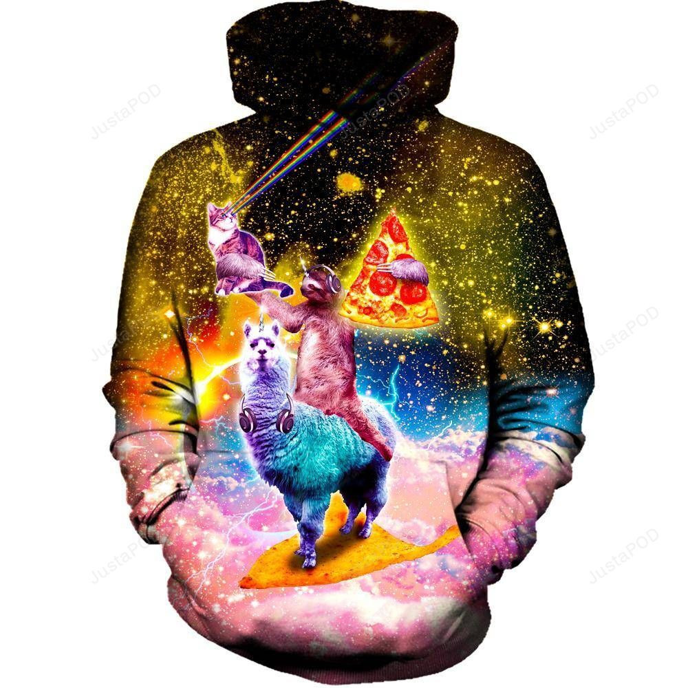 Llama And Sloths Epic Adventure For Unisex 3D All Over Print Hoodie, Zip-up Hoodie