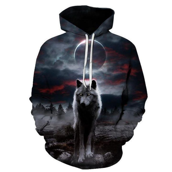 Moon Wolf Winter Native American Hoodie BT14