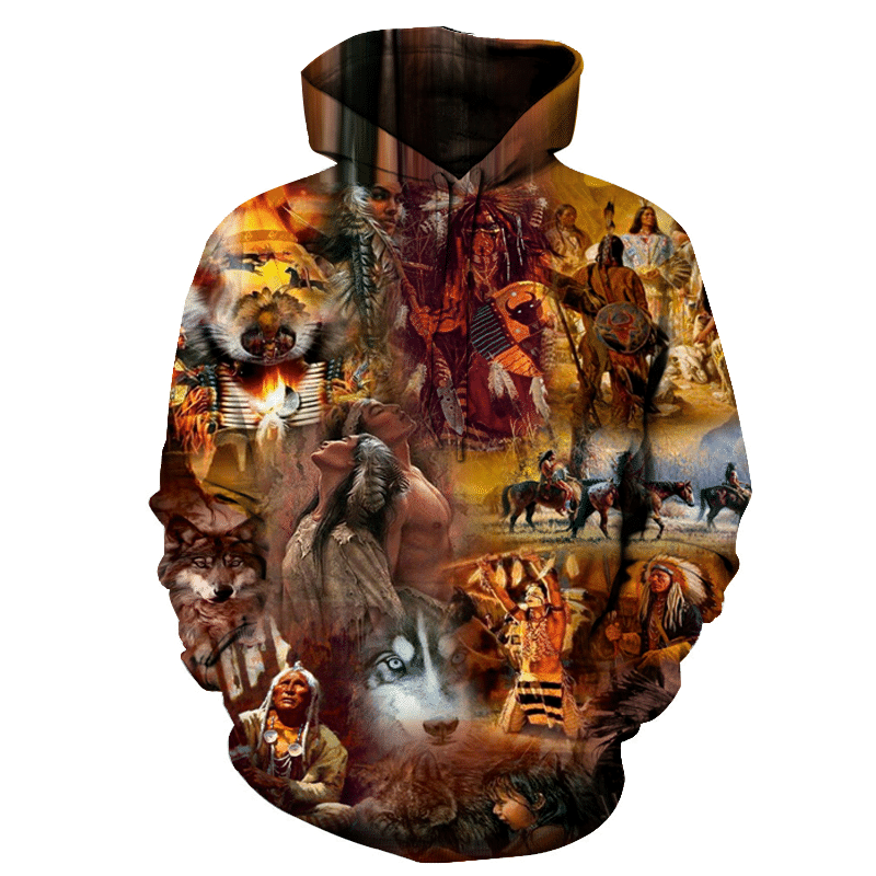 The Chieft Horses Native American Hoodie BT04