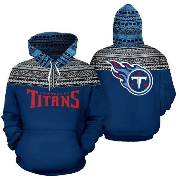 Tennessee Titans Maori Tattoo Blue White 3D Hoodie Sweatshirt