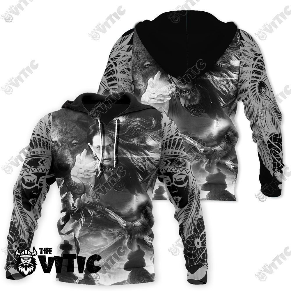 B&W Native American Sport Hoodie 3837