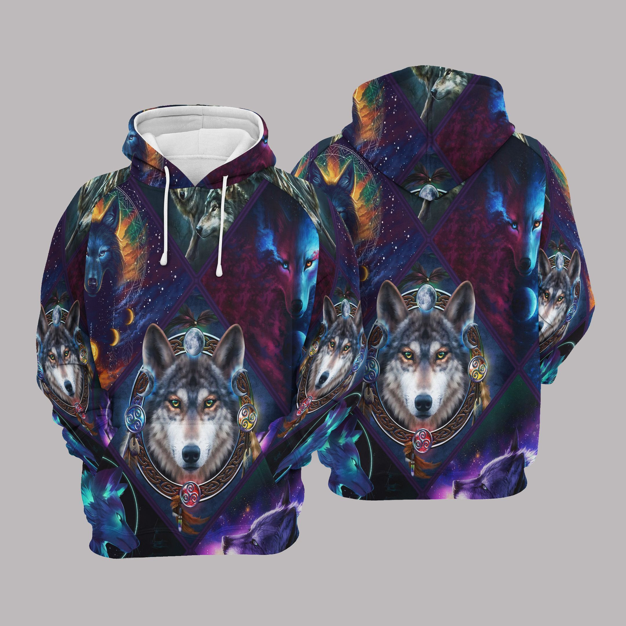 Native American Wolf Pullover Unisex Hoodie Bt01 #17779