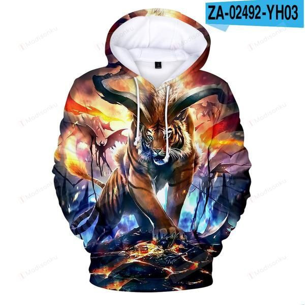 Tiger 3D All Over Print Hoodie, Zip-up Hoodie