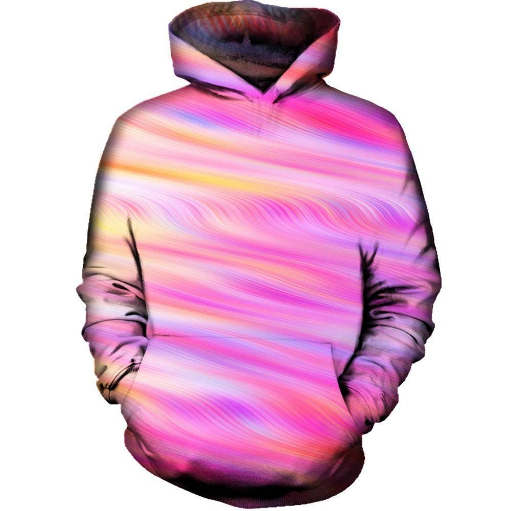 Pink Flow 3D All Over Printed Hoodie, Zip- Up Hoodie