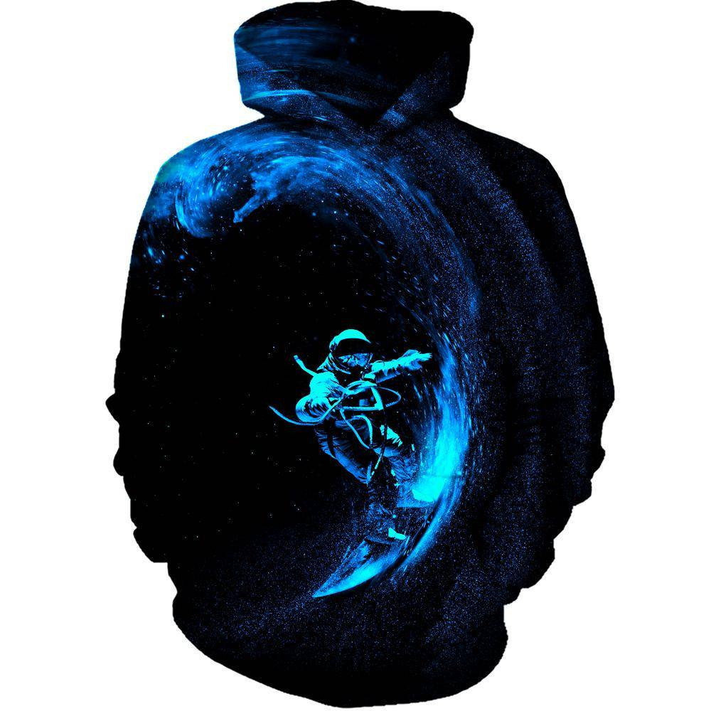 Space Surfing 3D All Over Printed Hoodie, Zip- Up Hoodie