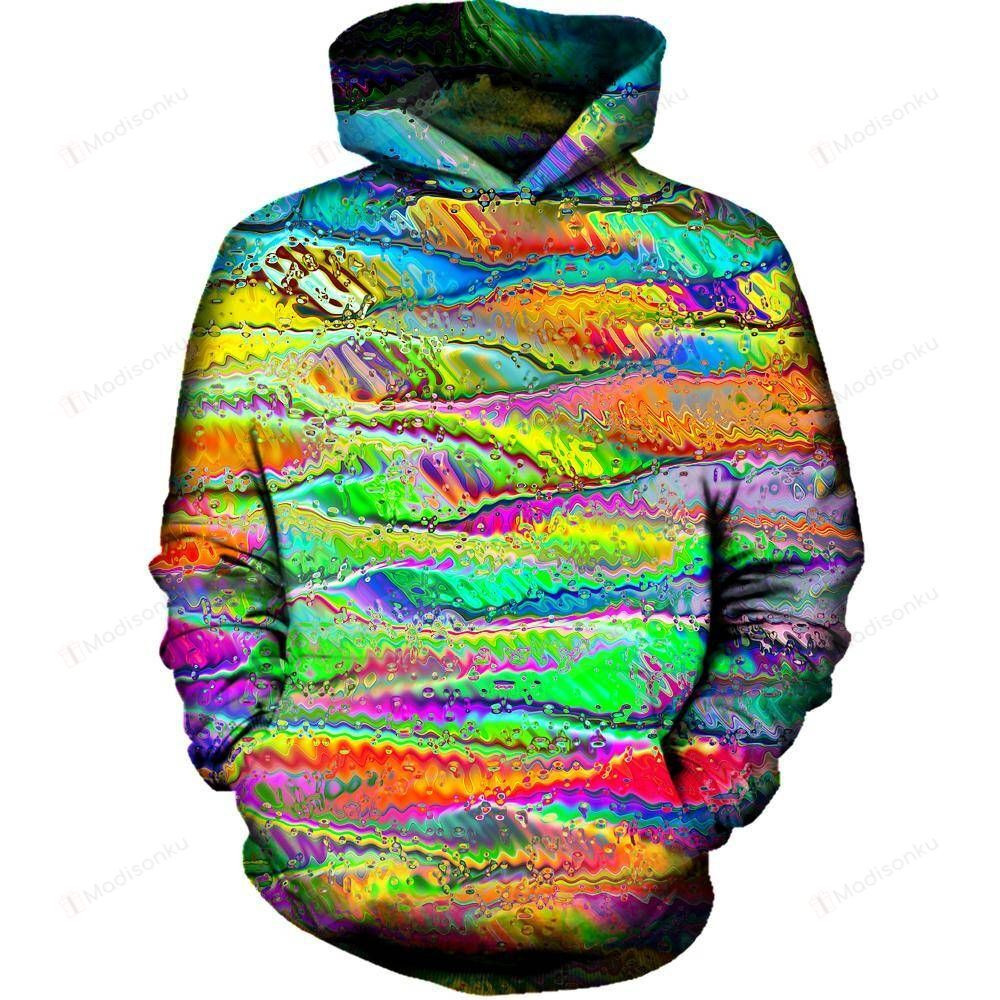 Distorted Colors 3D All Over Printed Hoodie, Zip- Up Hoodie