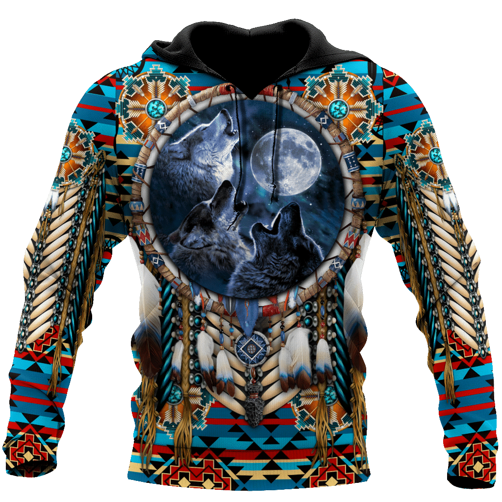 Native American Wolves Hoodie BT15