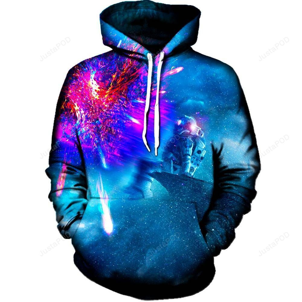 Astronaut Galaxy 3D All Over Printed Hoodie, Zip- Up Hoodie