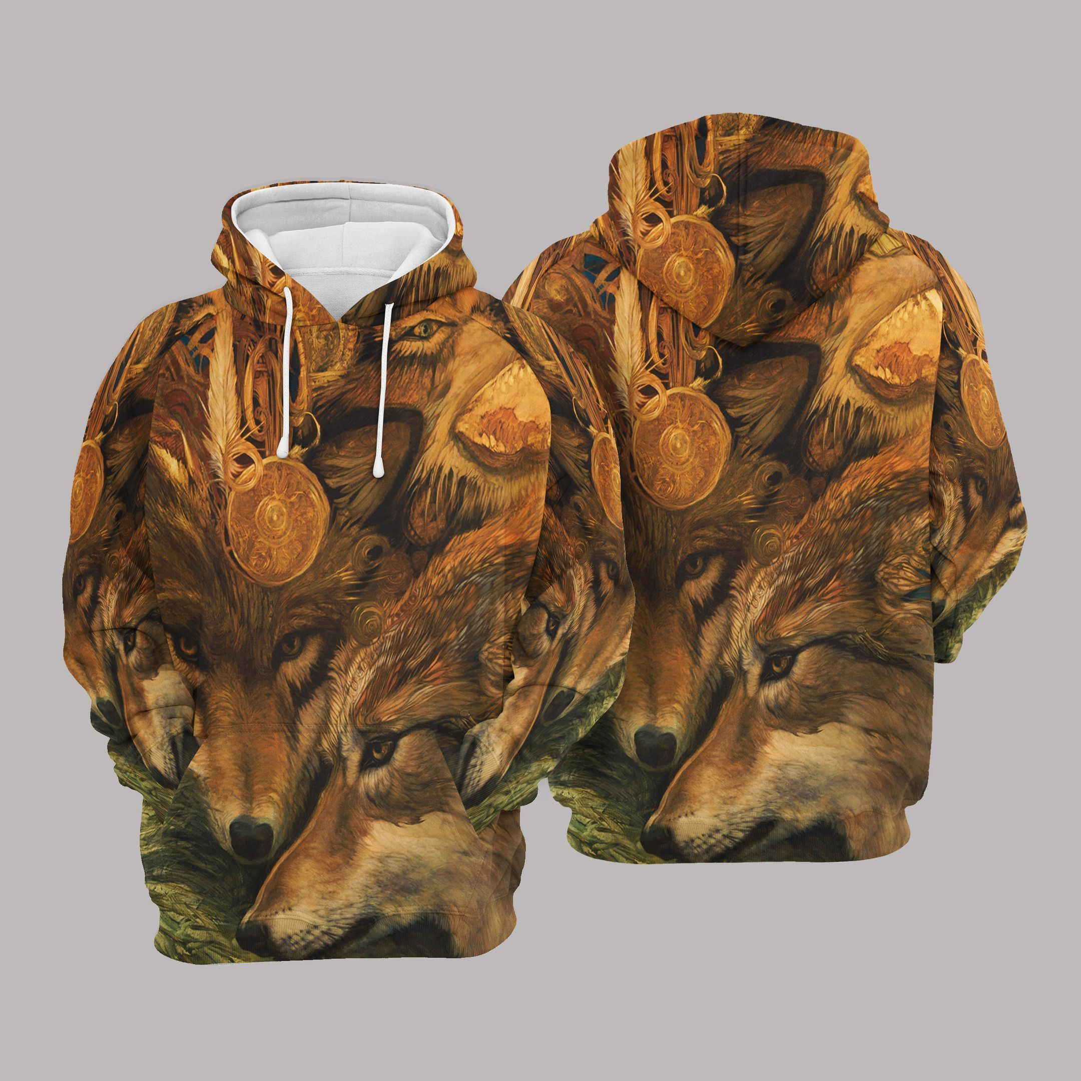 Native American Wolf Pullover Unisex Hoodie Bt01 #17777