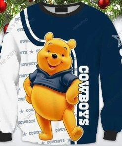 Dallas Cowboys With Winnie The Pooh 3D All Over Print Hoodie, Zip-up Hoodie