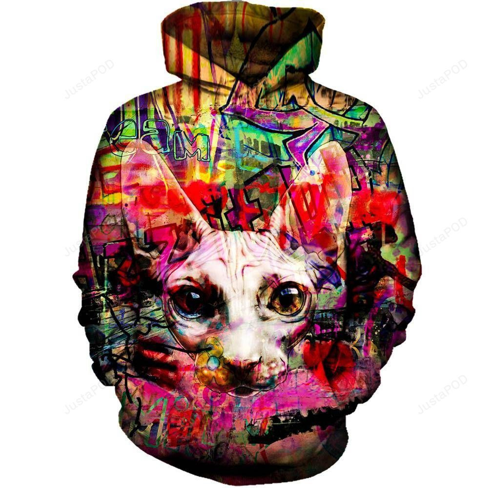 The Graffiti Cat 3D All Over Printed Hoodie, Zip- Up Hoodie