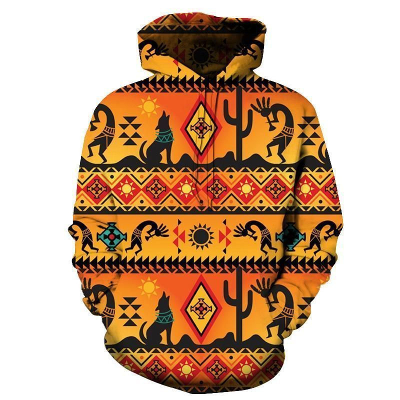 Kokopelli Myth Yellow Native American Hoodie BT15