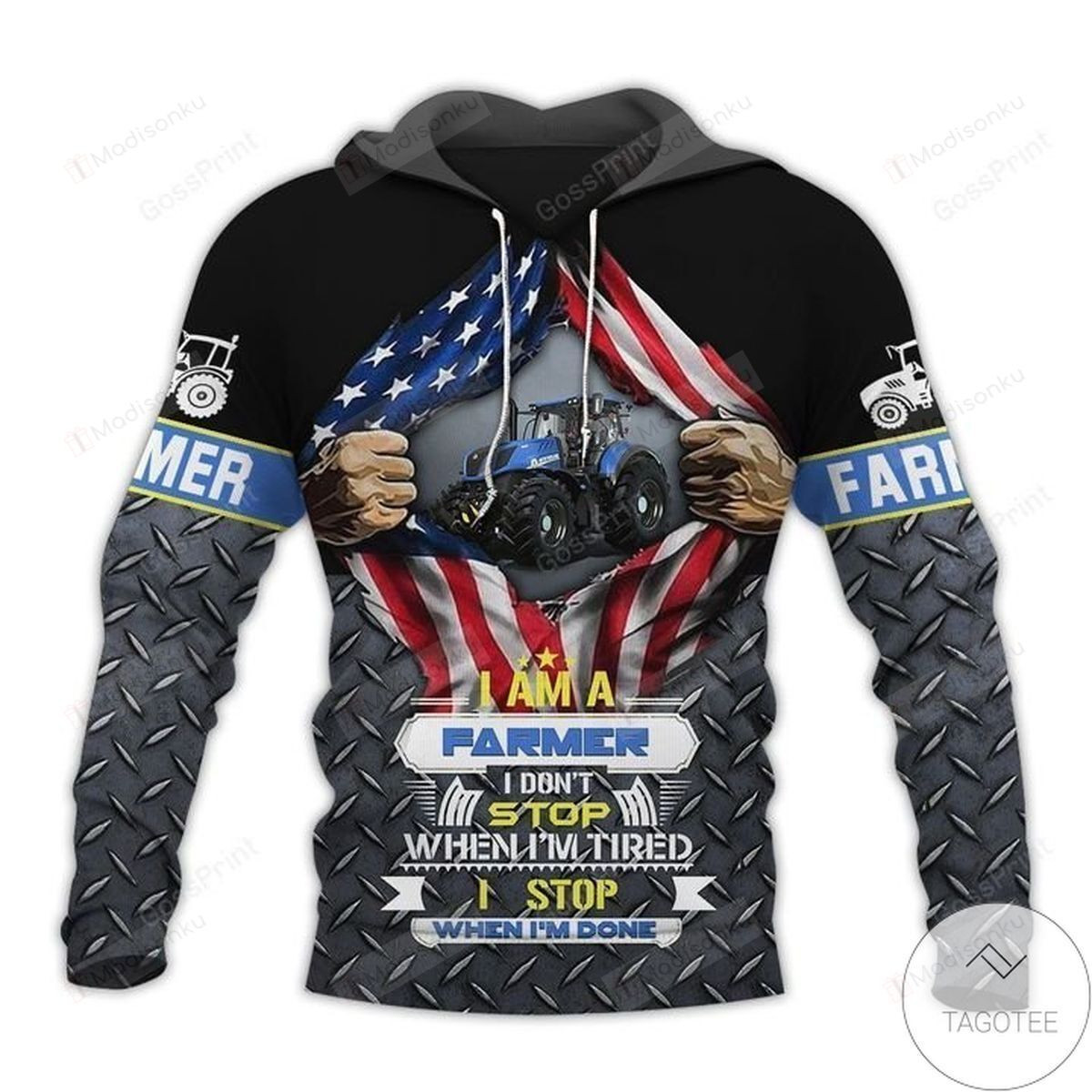 New Holland Agriculture I'm A Farmer Us Flag 3D All Over Print Hoodie, Zip-up Hoodie