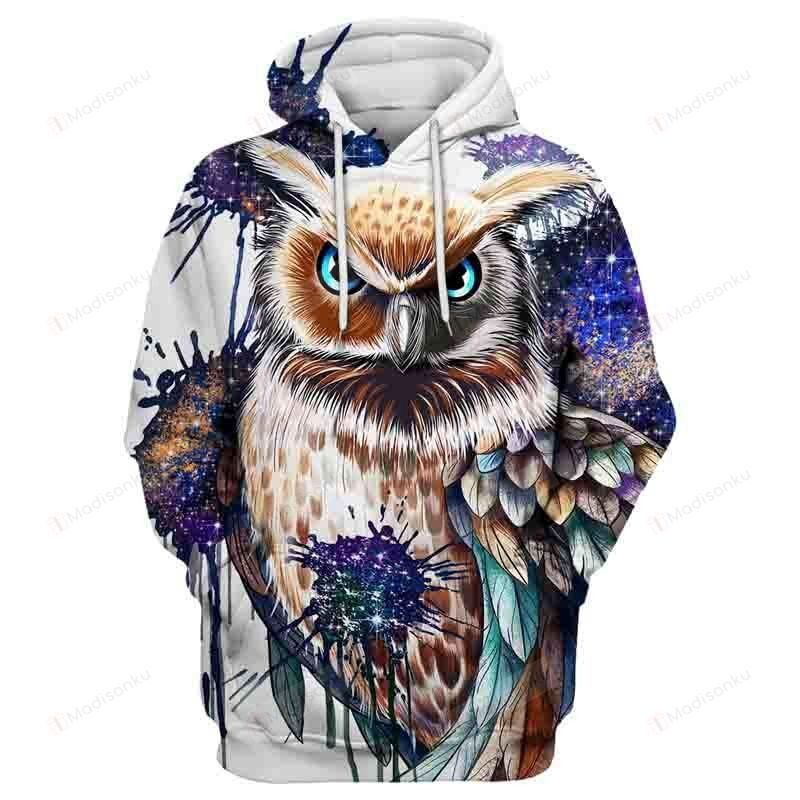 Owl 3D All Over Print Hoodie, Zip-up Hoodie