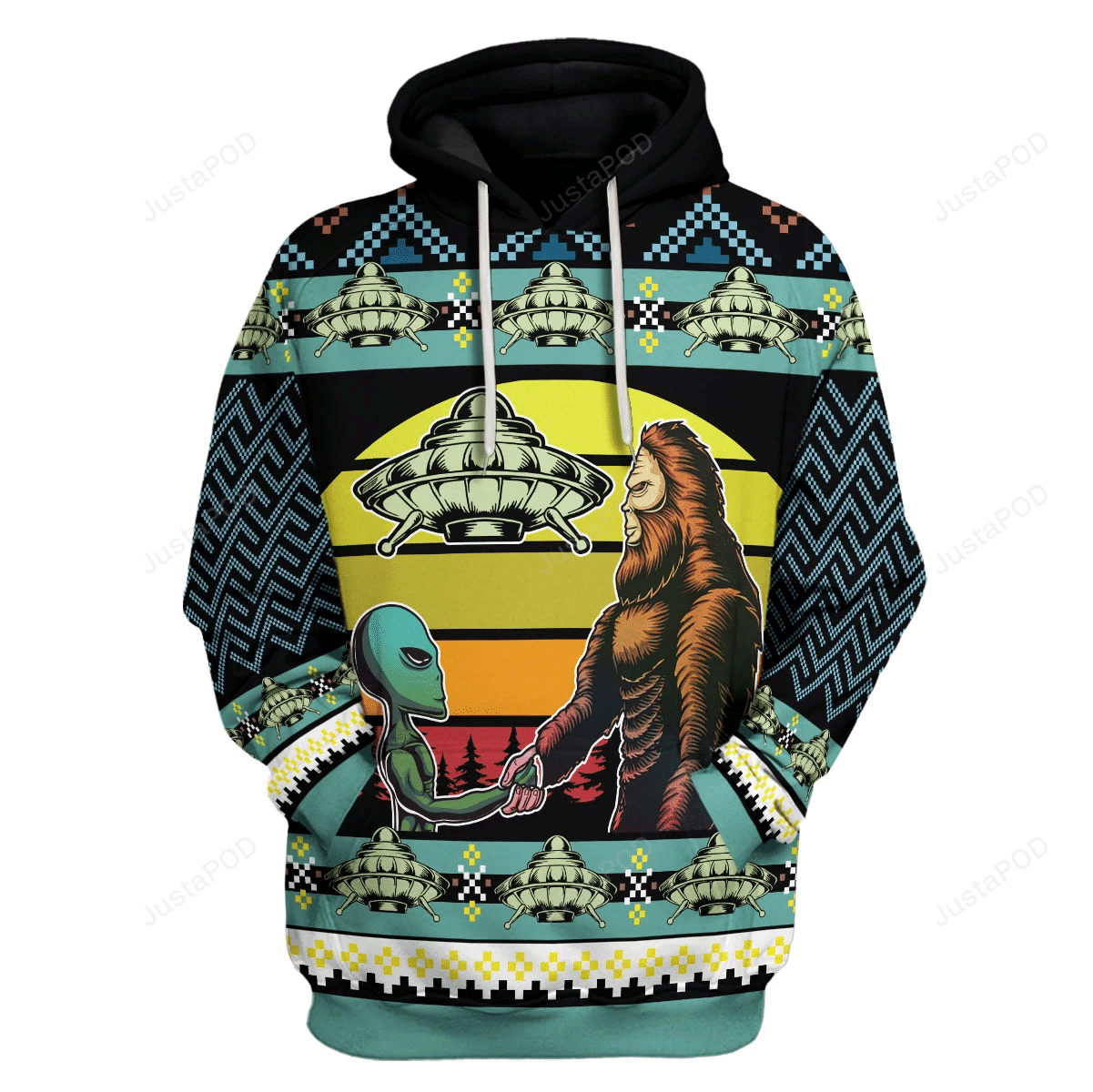 Alien & Sasquatch But Stuff 3D All Print Hoodie, Zip- Up Hoodie