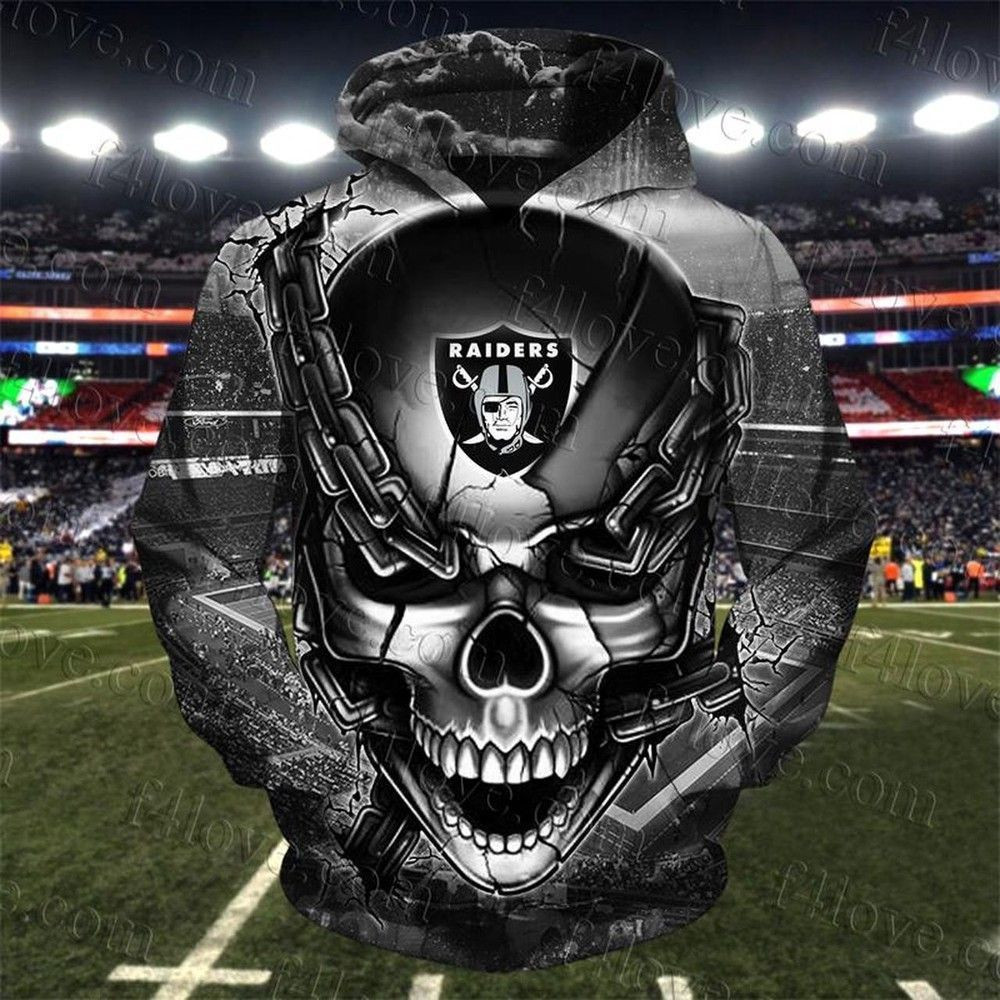 NFL Oalkand Raiders Skull NFL Oalkand Raiders 3D Hoodie Sweatshirt