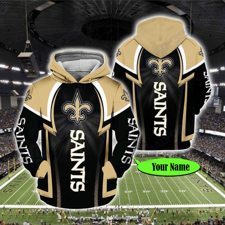 Personalized New Orleans Saints-NFL-For Saints Fan-3D Custom Name 3D All Over Print Hoodie, Zip-Up Hoodie