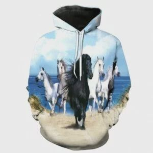 New Arrival Men Horse Colorful 3D All Over Print Hoodie, Zip-up Hoodie