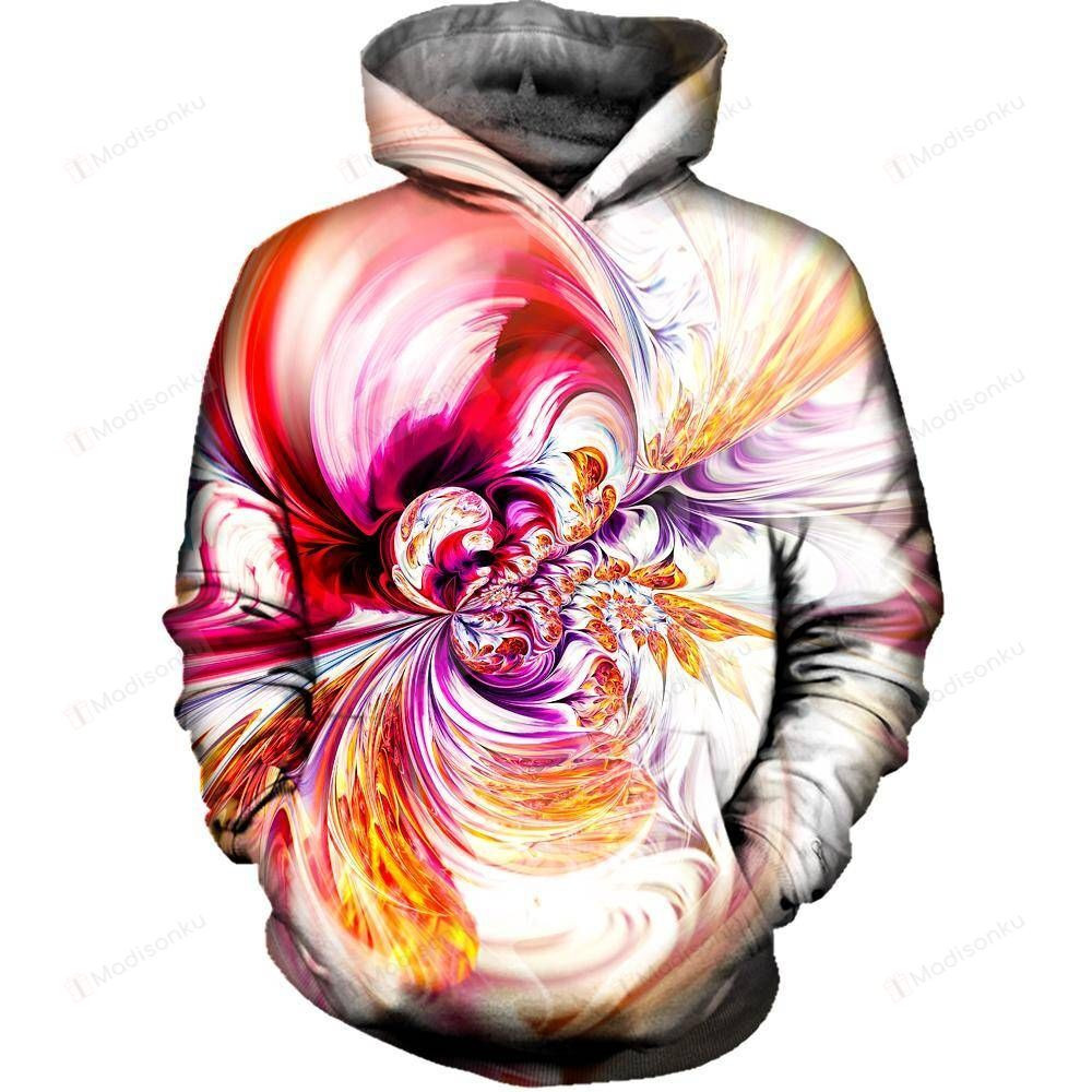 Abstract Waves 3D All Over Printed Hoodie, Zip- Up Hoodie