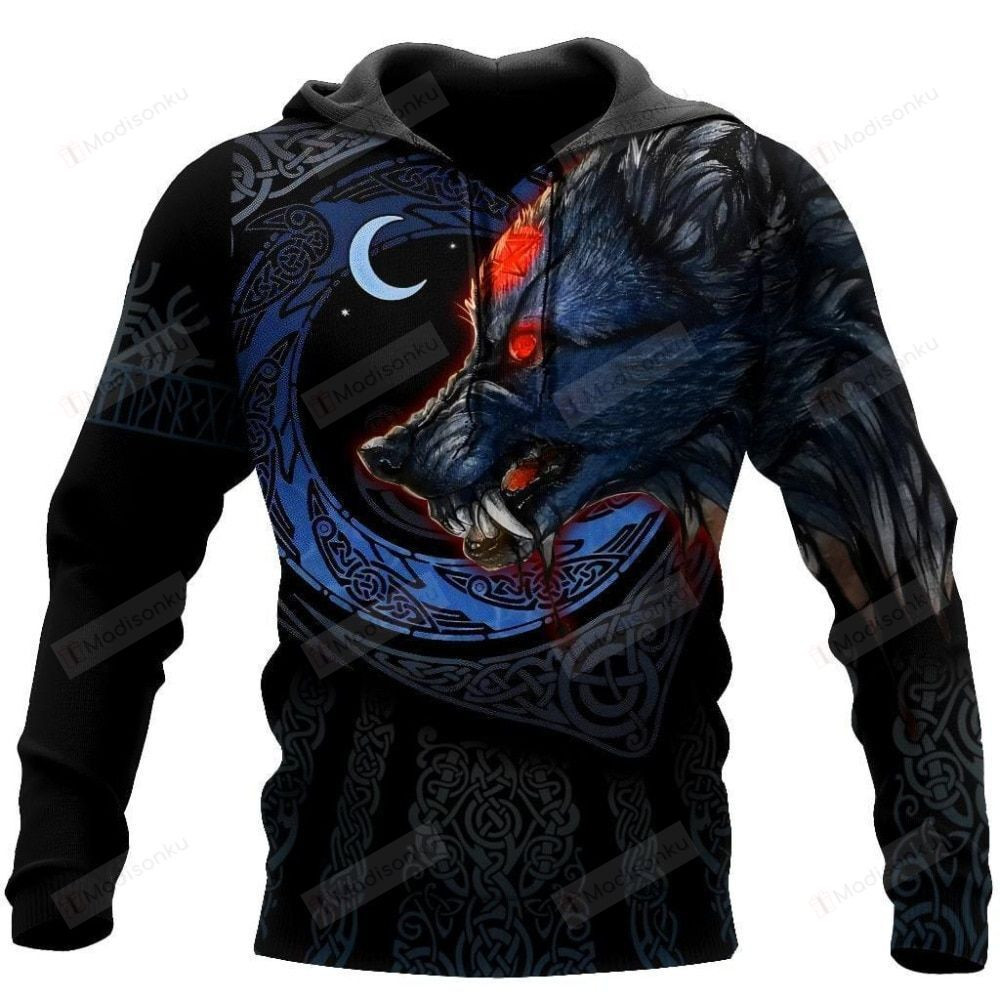 Fenrir Viking Wolf Tattoo  3D All Over Print Hoodie, Zip-up Hoodie