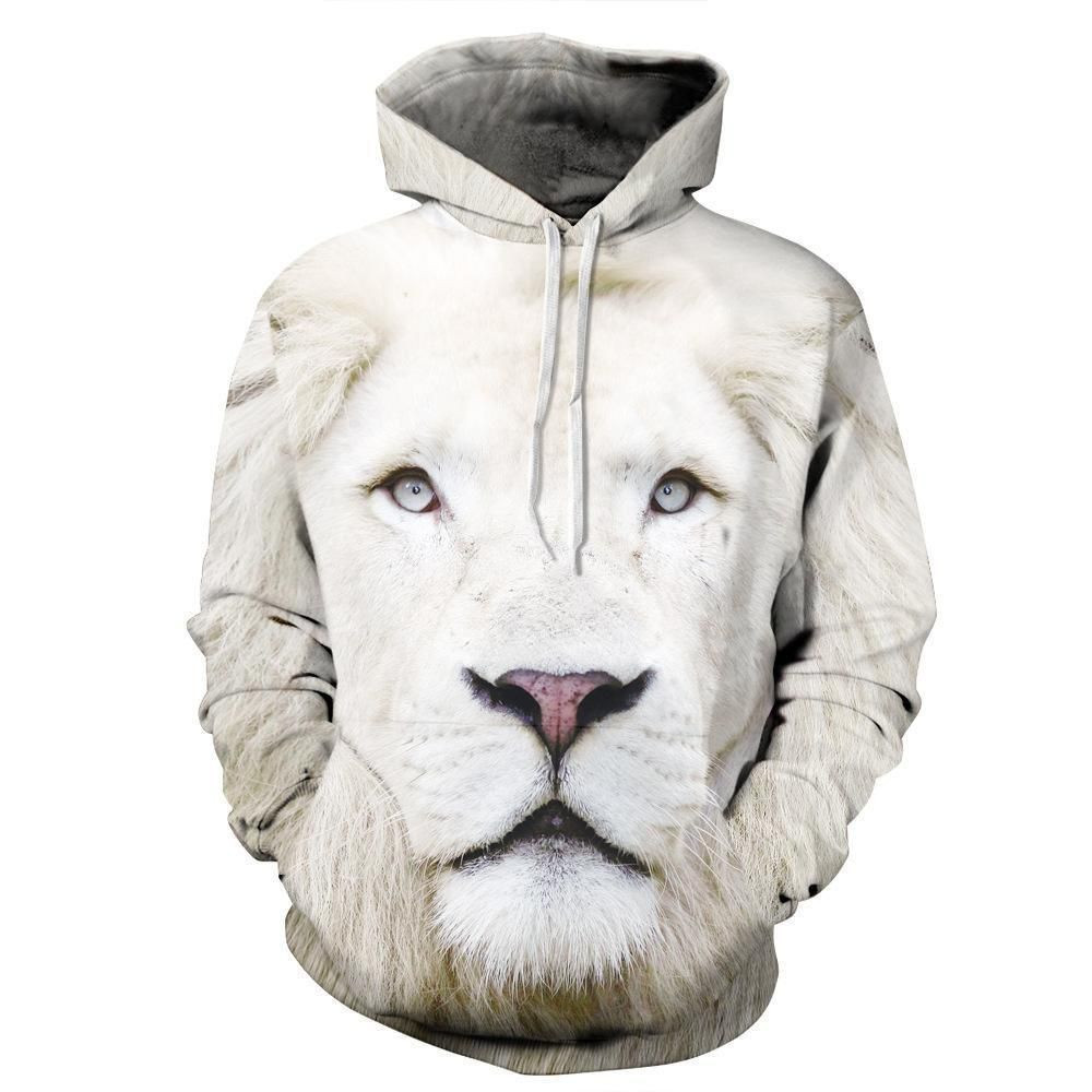 White Lion Animals Hoodie 3D Size S to 5XL