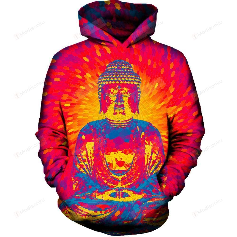 Crystal Buddha 3D All Over Printed Hoodie, Zip- Up Hoodie