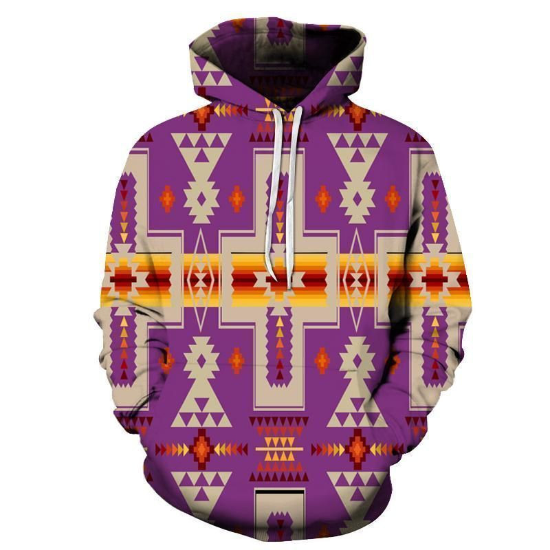 Light Purple Tribe Design Native American Hoodie BT04