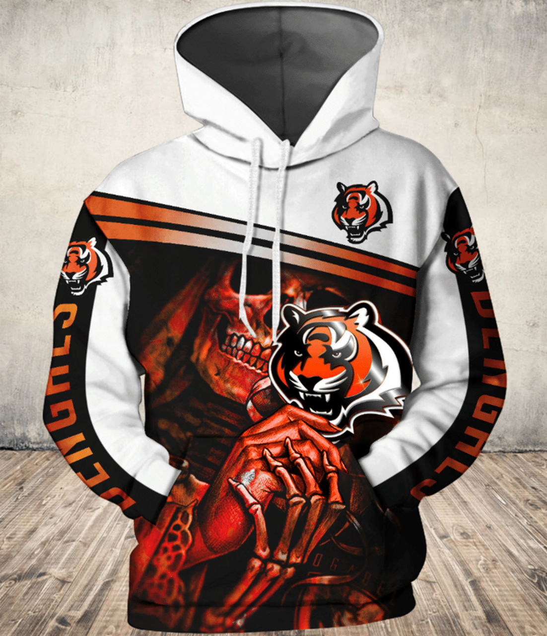 Cincinnati Bengals Skull 3d Hoodie