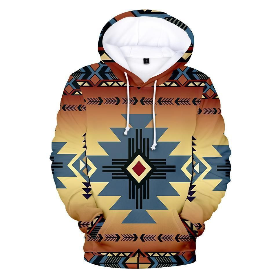 Blue Pearl Pattern Native American Hoodie BT08