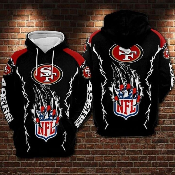 San Francisco 49ers NFL Claws Ripped 3D All Over Print Hoodie, Zip-up Hoodie