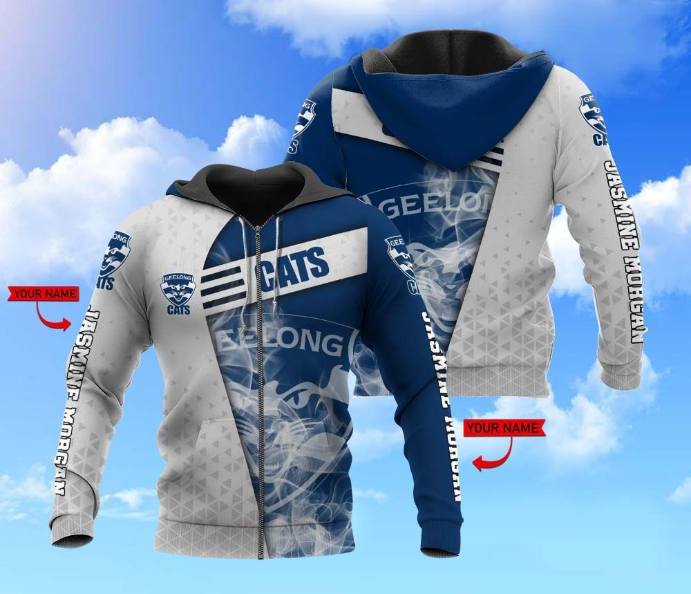 Personalized Geelong Football Club Smoke 3D All Over Print Hoodie, Zip-up Hoodie