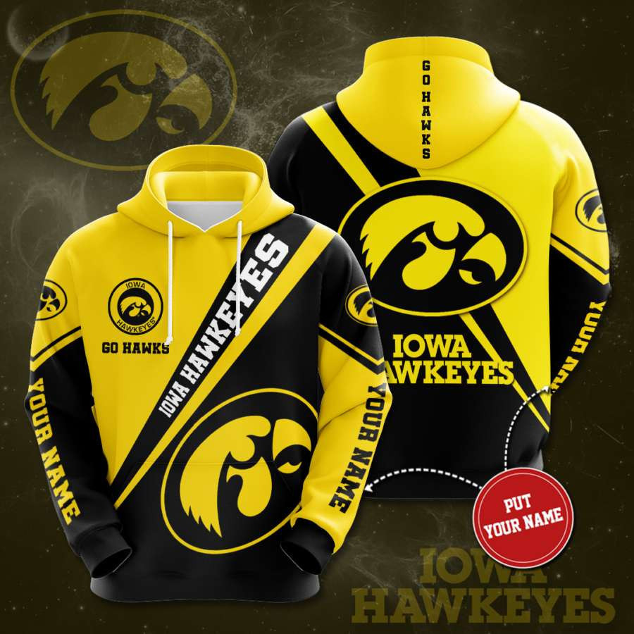 Personalized Iowa Hawkeyes Go Hawks Custom Name 3D All Over Print Hoodie, Zip-up Hoodie