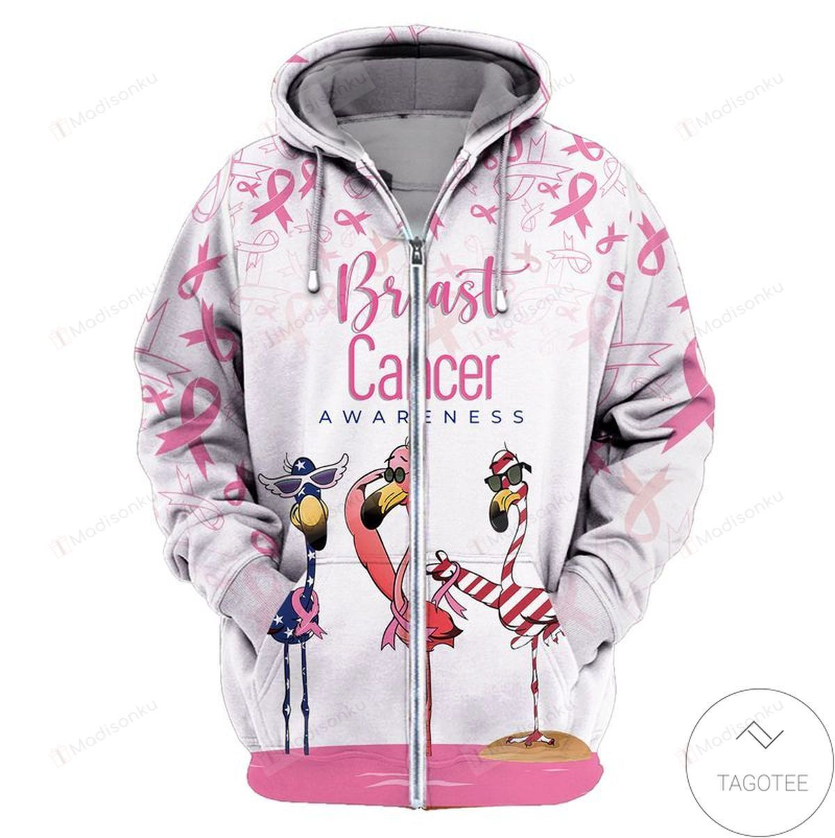 Flamingo Breast Cancer Awareness 3D All Over Print Hoodie, Zip-up Hoodie