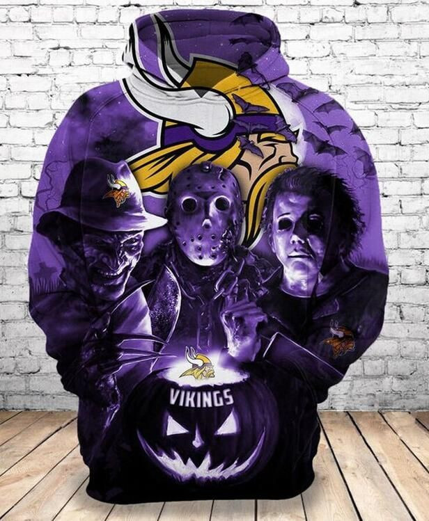 Horror Vikings - Minnesota Vikings 3D All Over Printed Hoodie