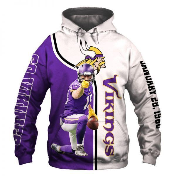 Official Minnesota Vikings NFL 19 Adam Thielen 3D Hoodie Sweatshirt