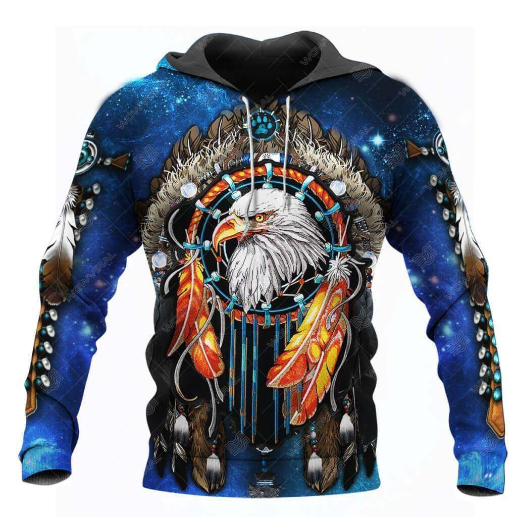 Eagle Native American Blue Hoodie BT03