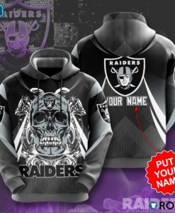 Personalized Oakland Raiders Skull Custom Name 3D All Over Print Hoodie, Zip-up Hoodie