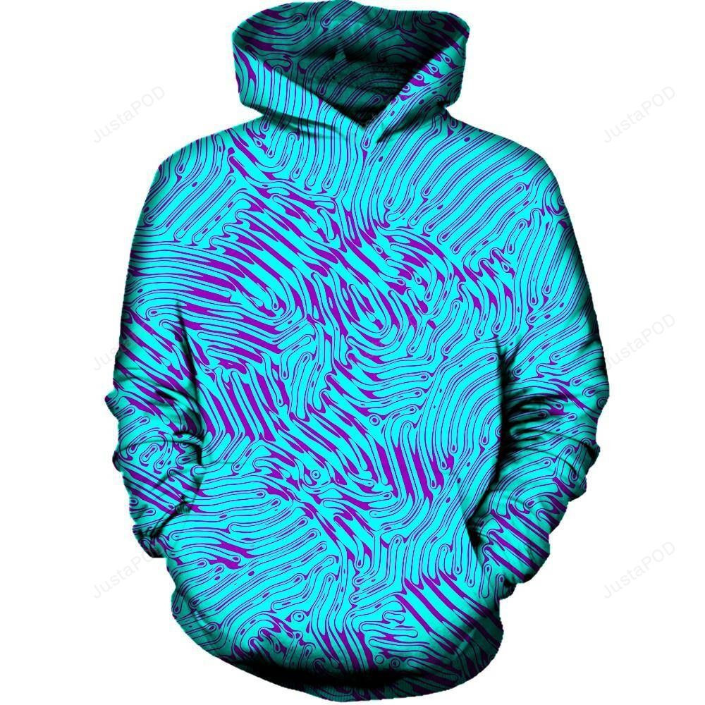 Squiggly Line 3D All Over Printed Hoodie, Zip- Up Hoodie