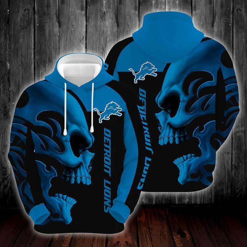 Detroit Lions Skull Men And Women 3D Full Printing Hoodie Shirt Detroit Lions NFL 3D Full Printing Shirt Detroit Lions 3D Full Printing Hoodie And Zip Hoodie For Fans