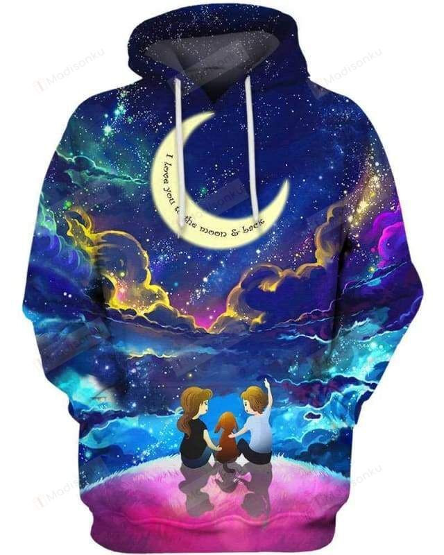 Dog I Love You To The Moon & Back For Unisex 3D All Over Print Hoodie, Zip-up Hoodie