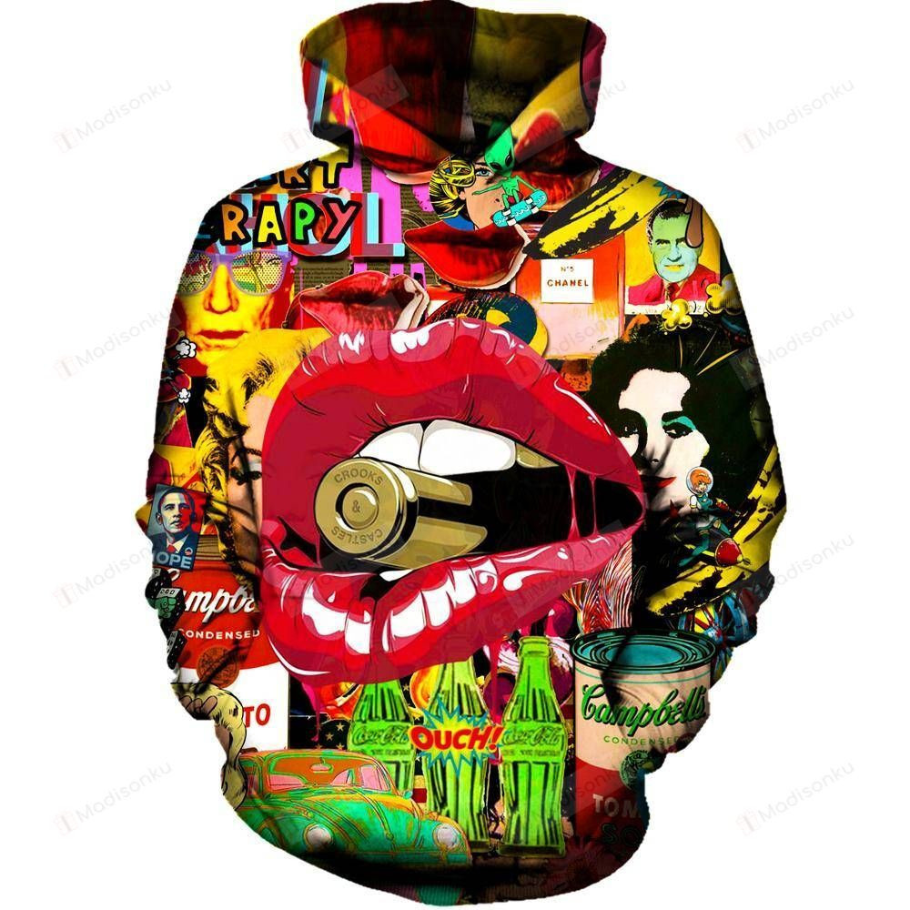 Pop Art Therapy 3D All Over Printed Hoodie, Zip- Up Hoodie