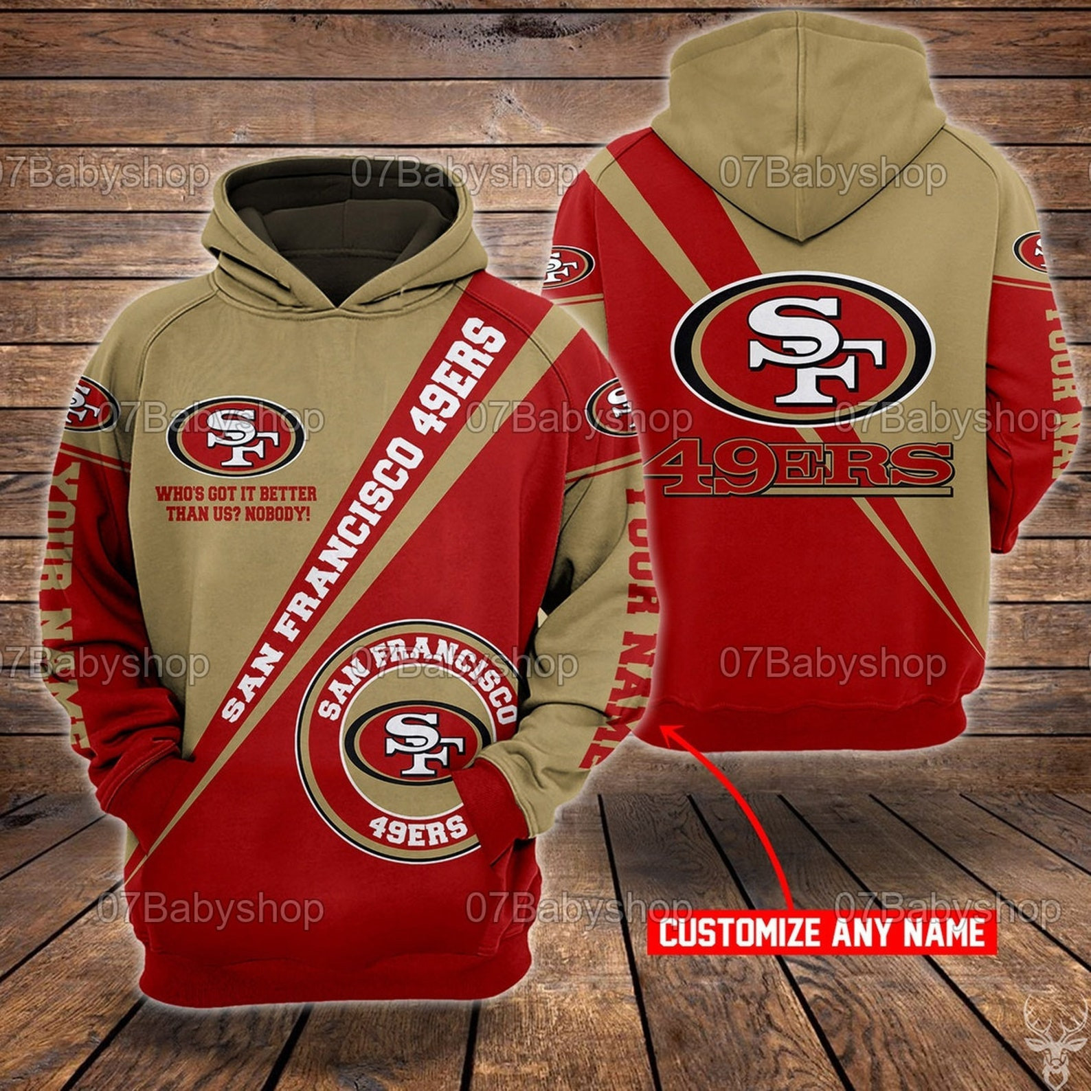 Personalized Custom Name San Francisco 49ers  3D All Over Print Hoodie, Zip-up Hoodie